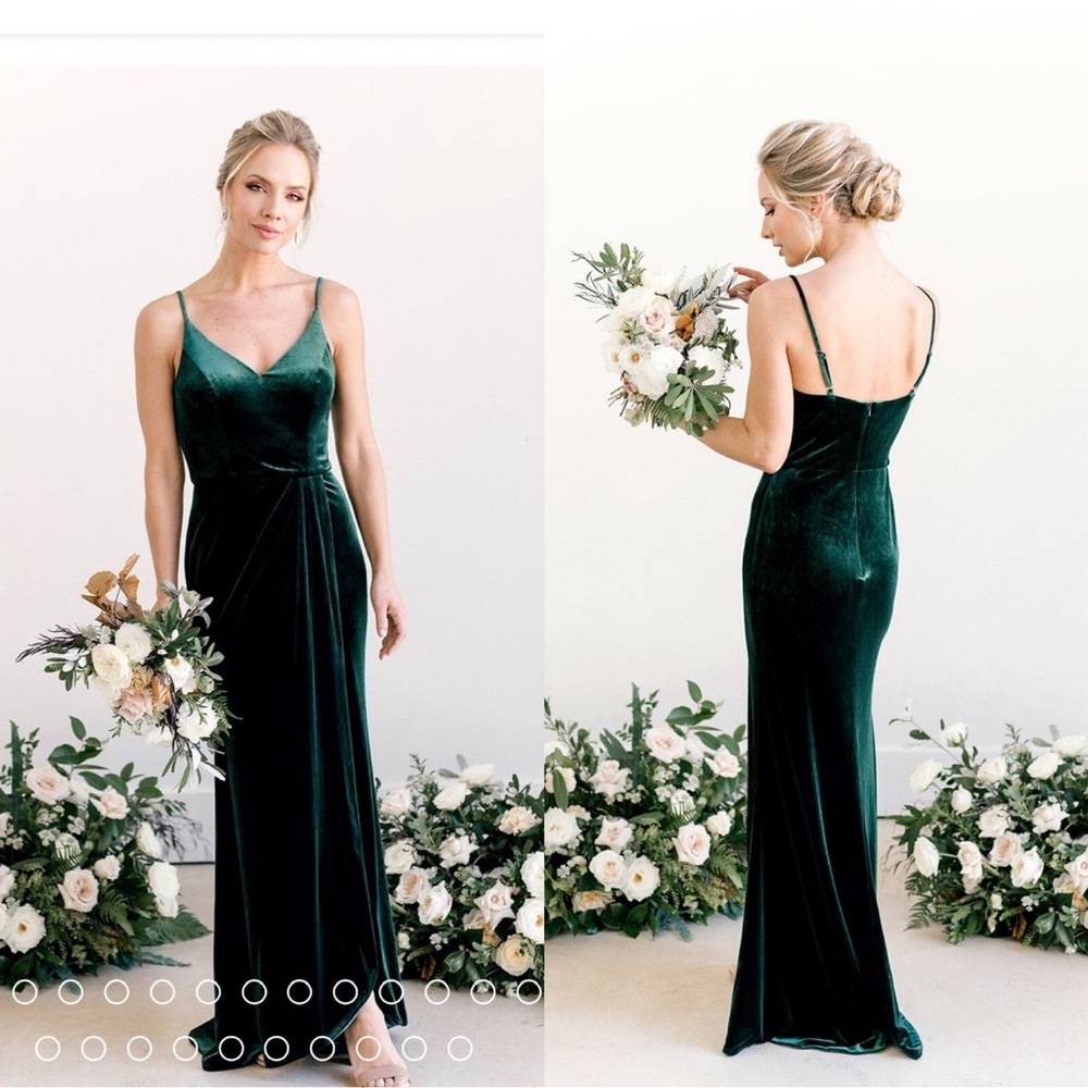 Emerald velvet bridesmaid dress